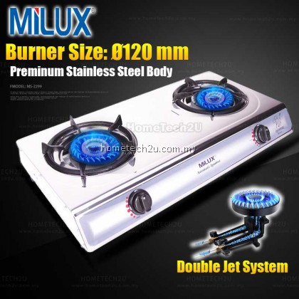 Milux Double Burner Gas Stove Gas Cooker Stainless Steel Cooker Top [Double Jet System]