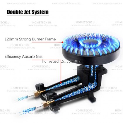 Milux Double Burner Gas Stove Gas Cooker Stainless Steel Cooker Top [Double Jet System]