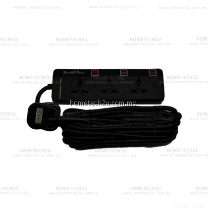 SUNSTAR 3 GANG 5 GANG MULTI EXTENSION TRAILING SOCKET (2M/5M)