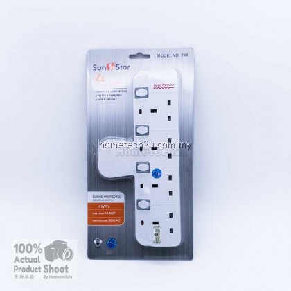 SUNSTAR WALL T-ADAPORT EXTENSION SWITCH SOCKET WITH SURGE PROTECTED (SIRIM APPROVED) SUNSTAR WALL T-ADAPORT EXTENSION SWITCH SOCKET WITH SURGE PROTECTED (SIRIM APPROVED)