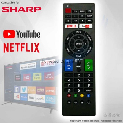 SHARP LCD LED 3D NETFLIX SMART TV Remote Control Replacement 