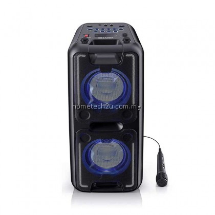 Sharp PS-920 150W High Power Portable Party Speaker with Built-in Rechargeable Battery, Disco Lights, Bluetooth, FM Radio, USB Playback & Microphone - Black