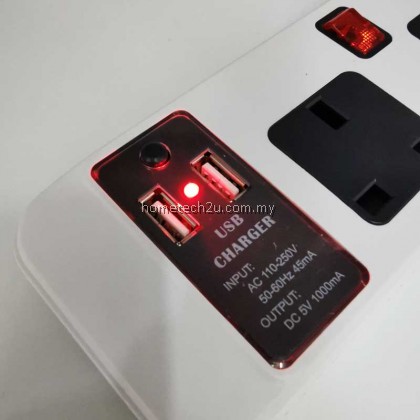 SUM 3 Way 2USB 13A Extension Trailing Socket with Surge Protector and 2meter Cable [SIRIM APPROVED]