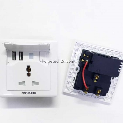 Promark Universal USB wall socket outlet 2 usb port switch socket outlet