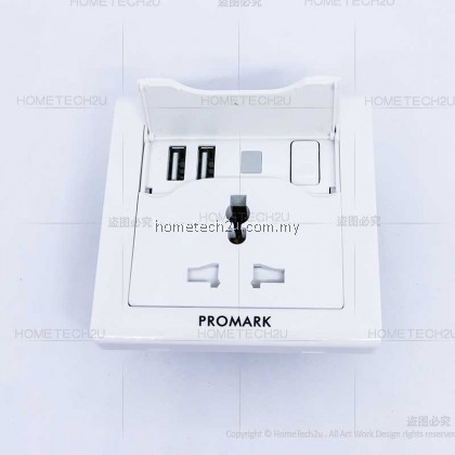 Promark Universal USB wall socket outlet 2 usb port switch socket outlet