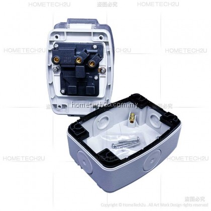 DLX Weatherproff/Waterproof Outdoor Socket 13A Wall Switch Single Socket IP66 Outside UK Plug Power Outlet