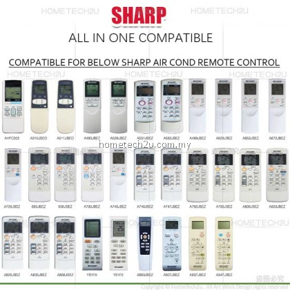 SHARP All in One Compatible Air Conditioner Remote Control Replacement (Use Directly)