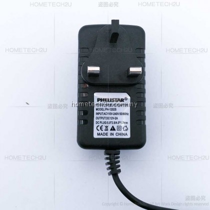 Astro 12V 2A AC/DC Converter Power Adapter DC 2 in 1 Big Small Plug Socket Power Supply Adaptor(Malaysia 3Pin Plug)