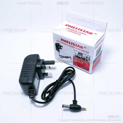 Astro 12V 2A AC/DC Converter Power Adapter DC 2 in 1 Big Small Plug Socket Power Supply Adaptor(Malaysia 3Pin Plug)