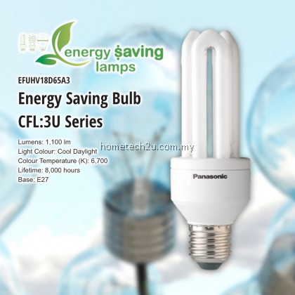 Original Panasonic 18W Energy Saving Bulb 3U Down Light Day Light E27 Screw Type (Sirim Approved Tag)