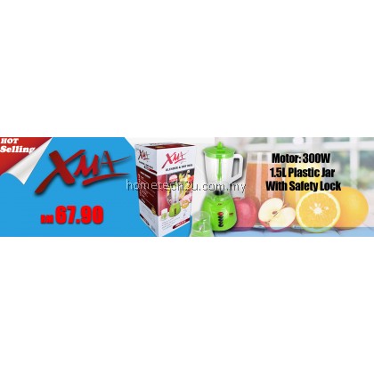 XMA Blender XMA-913 300W 1.5L Plastic Jar + Dry Mill With Safety Lock (Blender Murah)