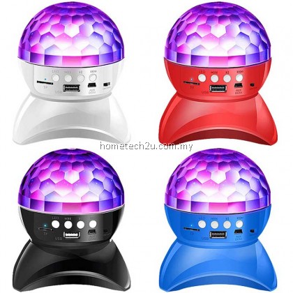 Disco DJ Party Portable Bluetooth Speaker Built-In Light Show Stage Effect Lighting RGB Color Changing LED Crystal Ball Support TF FM