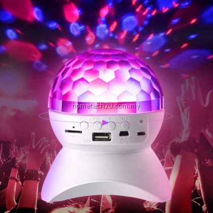 Disco DJ Party Portable Bluetooth Speaker Built-In Light Show Stage Effect Lighting RGB Color Changing LED Crystal Ball Support TF FM