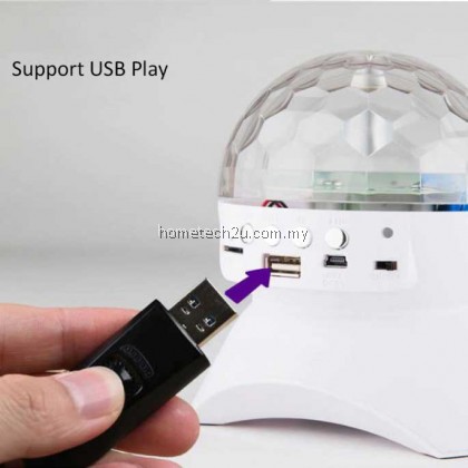 Disco DJ Party Portable Bluetooth Speaker Built-In Light Show Stage Effect Lighting RGB Color Changing LED Crystal Ball Support TF FM