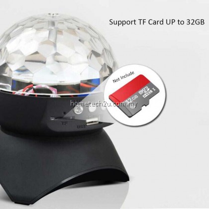 Disco DJ Party Portable Bluetooth Speaker Built-In Light Show Stage Effect Lighting RGB Color Changing LED Crystal Ball Support TF FM