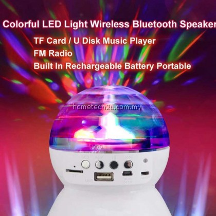 Disco DJ Party Portable Bluetooth Speaker Built-In Light Show Stage Effect Lighting RGB Color Changing LED Crystal Ball Support TF FM