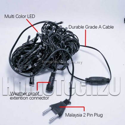 Multi Color 100LED 10M LED String Fairy Light Plug Lamp AC220V Waterproof Raya Christmas Party Wedding Decoration Festival (Non Flash)
