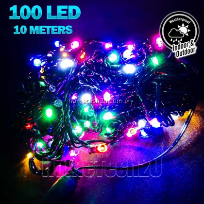Multi Color 100LED 10M LED String Fairy Light Plug Lamp AC220V Waterproof Raya Christmas Party Wedding Decoration Festival (Non Flash)
