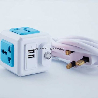 Universal Standard Magic Cube Socket 110-250V 10A 4 Outlets With 2 USB Ports 5V 2A Adapter Extension Cable 2m 2500W Home