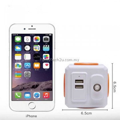 Universal Standard Magic Cube Socket 110-250V 10A 4 Outlets With 2 USB Ports 5V 2A Adapter Extension Cable 2m 2500W Home