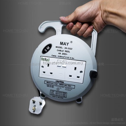 Selamat Heavy Duty Extension Roller 2 Gang Socket Cable Reel Extension Plug Trailing Socket [Sirim Approved]