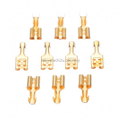 10pcs 6.3mm 6.3 Crimp Terminal Female Spade Connector Gold Brass Car Speaker Electric Wire Connectors