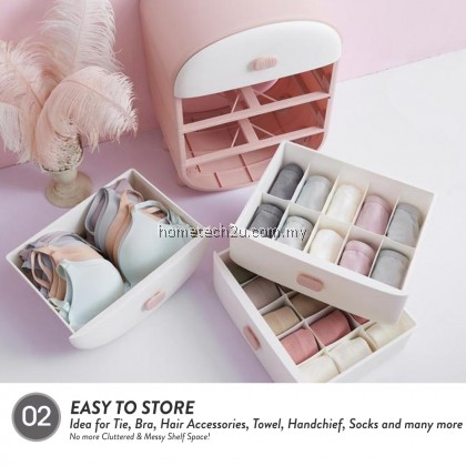READY STOCK Household Artifact Storage Box for Socks and Underwear Organizer Drawer Cabinet Woman Wardrobe