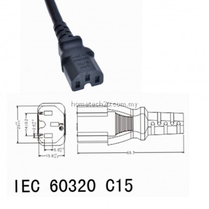 TNK 3 Pin AC C15 Power Cord Cable Wayar Kettle Cord (Sirim Approved) Suitable For Rice Cooker, Kettle, and PC