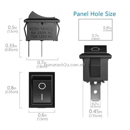 Mini Switch ON-OFF KCD1 15*21mm 2pin Ship Type Switch 6A 250V 10A 125V 15X21 Rocker Switch power switch black