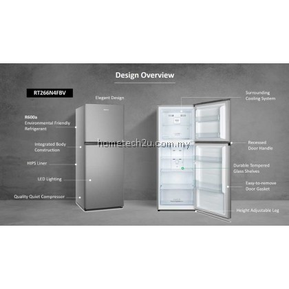 HISENSE Fridge RT266N4CGN 240L Non-Inverter Top Freezer 2 Door Fridge Refrigerator HISENSE Fridge RT266N4CGN 240L Non-Inverter Top Freezer 2 Door Fridge Refrigerator