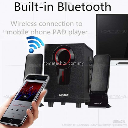 WIRATA SP-25A 2.1 880W Subwoofer PC Audio Speaker Bluetooth FM Radio USB MP3
