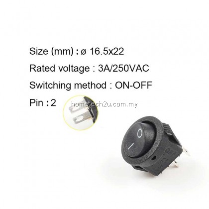 KCD1-105 Diameter 16.5mm 3A/250VAC Round Boat Rocker Switch On-Off Snap SPST Black 2Pin Power Switch Push Button Switch KCD1-105 Diameter 16.5mm 3A/250VAC Round Boat Rocker Switch On-Off Snap SPST Black 2Pin Power Switch Push Button Switch