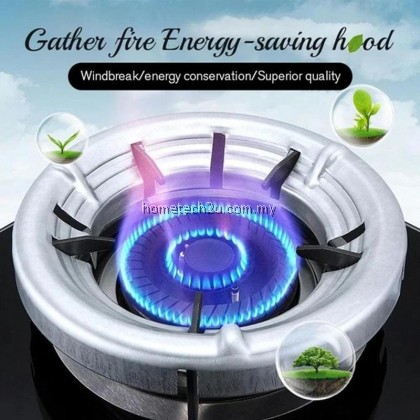 Windproof Stove Dapur Gas Periuk Pot Holder Hood Stainless Steel Fire Ring Gas Cooker Stove over Stand Iron Reducer Cover Gather