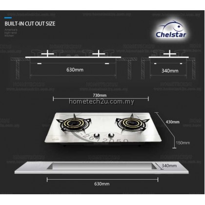Chelstar Double Burner Stainless Steel Hob (CGH-771J) Chelstar Double Burner Stainless Steel Hob (CGH-771J)