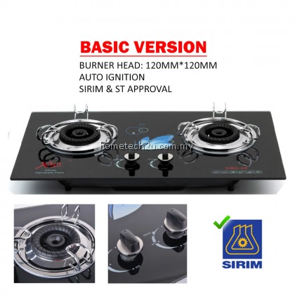 XMA Double Burners Glass Stove Glass Built In Hob Dapur Gas Kaca Tanam Kabinet Murah