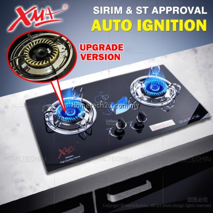 XMA Double Burners Glass Stove Glass Built In Hob Dapur Gas Kaca Tanam Kabinet Murah
