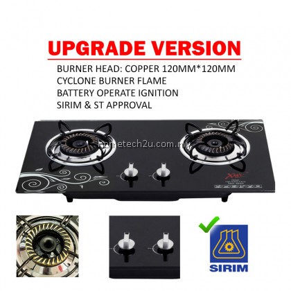 XMA Double Burners Glass Stove Glass Built In Hob Dapur Gas Kaca Tanam Kabinet Murah