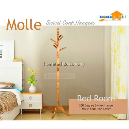 Molla CH-179 Solid wood Stand Coat Hanger Floor Standing Coat Racks Home Furniture Storage Clothes Hanging Wooden Hanger Bedroom Drying Rack