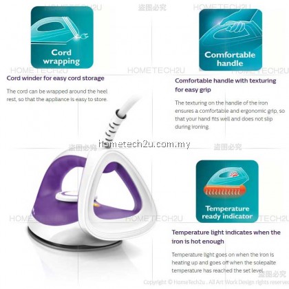 Philips Diva Dry Iron GC122 GC122/30 Non-Stick 1200W
