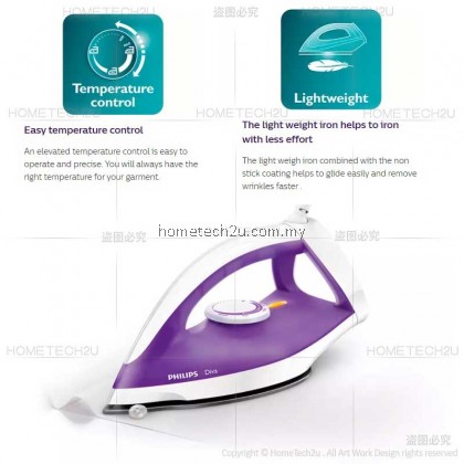 Philips Diva Dry Iron GC122 GC122/30 Non-Stick 1200W