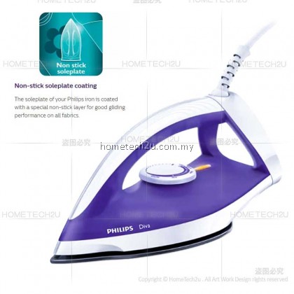 Philips Diva Dry Iron GC122 GC122/30 Non-Stick 1200W