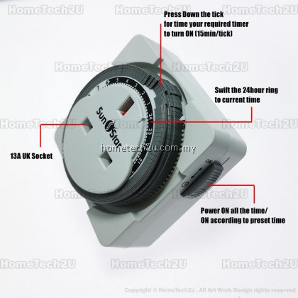Sunstar 13A 24 Hours Analog Plug In Timer Switch (Sirim Approved)
