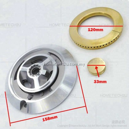 Gas Stove Burner Head Glass Hob Burner Cap Inner Outer Ring For Cornell Tungkung Dapur Gas Kaca Spare Parts