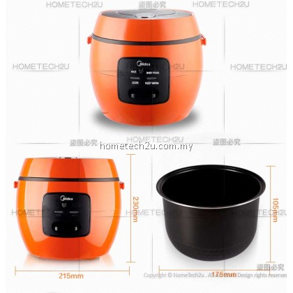 Midea 0.6L 0.8L Portable Mini Rice Cooker with Porridge Function MB-07WG MB-07OB MR-CM06SB MR-CM06SC