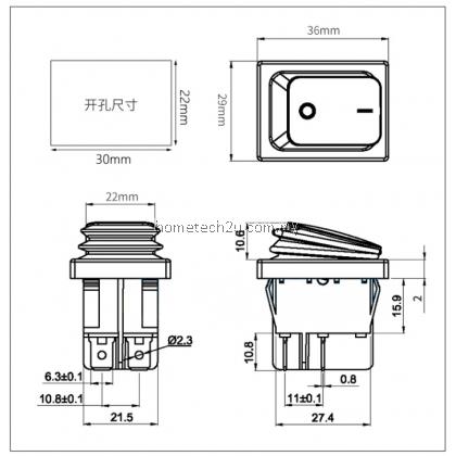 Waterproof boat-shaped rocker switch KCD4-201N 4 feet 2 gears with light silver point high current rocker power supply