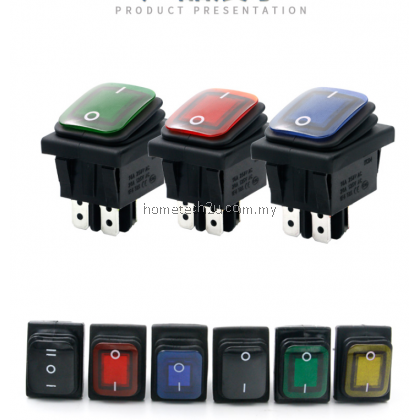 Waterproof boat-shaped rocker switch KCD4-201N 4 feet 2 gears with light silver point high current rocker power supply