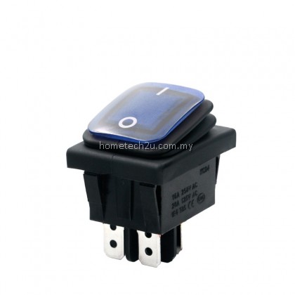 Waterproof boat-shaped rocker switch KCD4-201N 4 feet 2 gears with light silver point high current rocker power supply