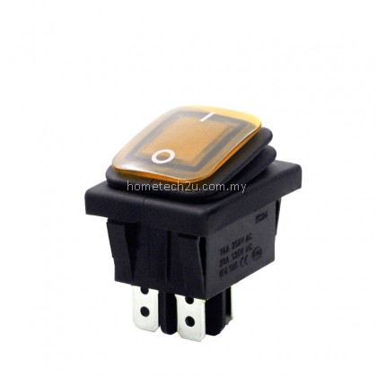 Waterproof boat-shaped rocker switch KCD4-201N 4 feet 2 gears with light silver point high current rocker power supply