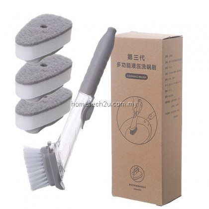 Kitchen Cleaning Brush 2 In 1Handle Cleaning Brush with Removable Brush Sponge Dispenser Dishwashing Brush Kitchen Tools