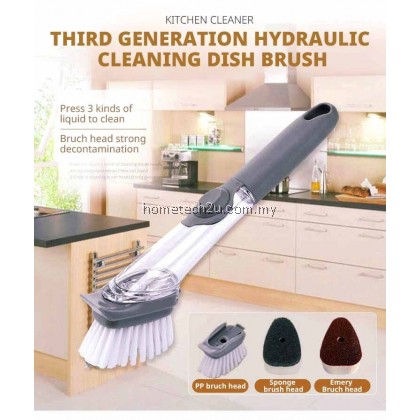 Kitchen Cleaning Brush 2 In 1Handle Cleaning Brush with Removable Brush Sponge Dispenser Dishwashing Brush Kitchen Tools